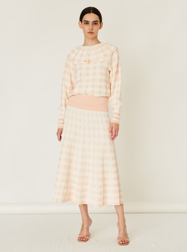 gingham knit collar top - Image principale