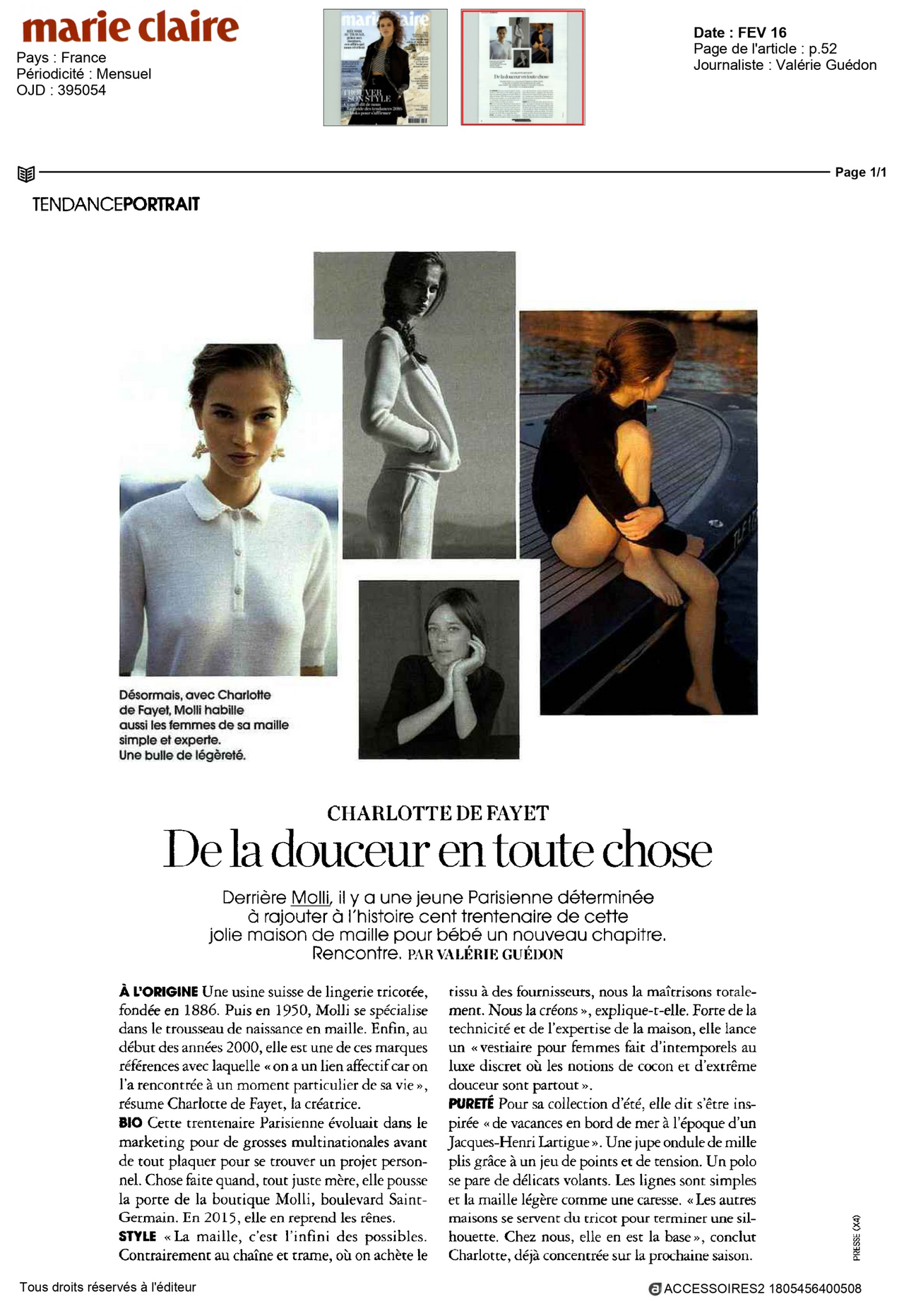 Molli dans Marie-Claire