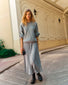 Chemise de luxe femme - Sweat loose finitions smockées gris souris