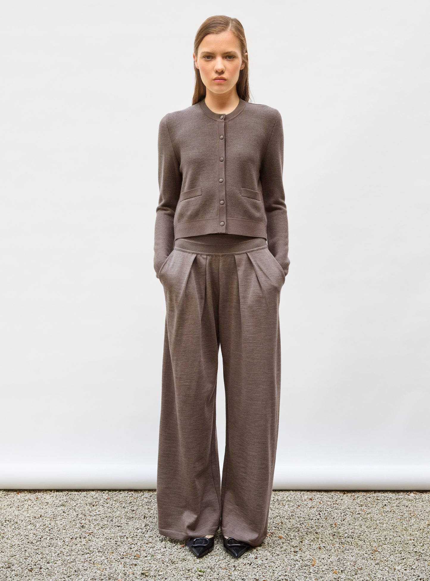 Cardigan maille point mousse Châtaigne - Cardigan de luxe