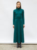 Robe maxi maille plissée Vert anglais - Vêtement en maille de luxe Molli