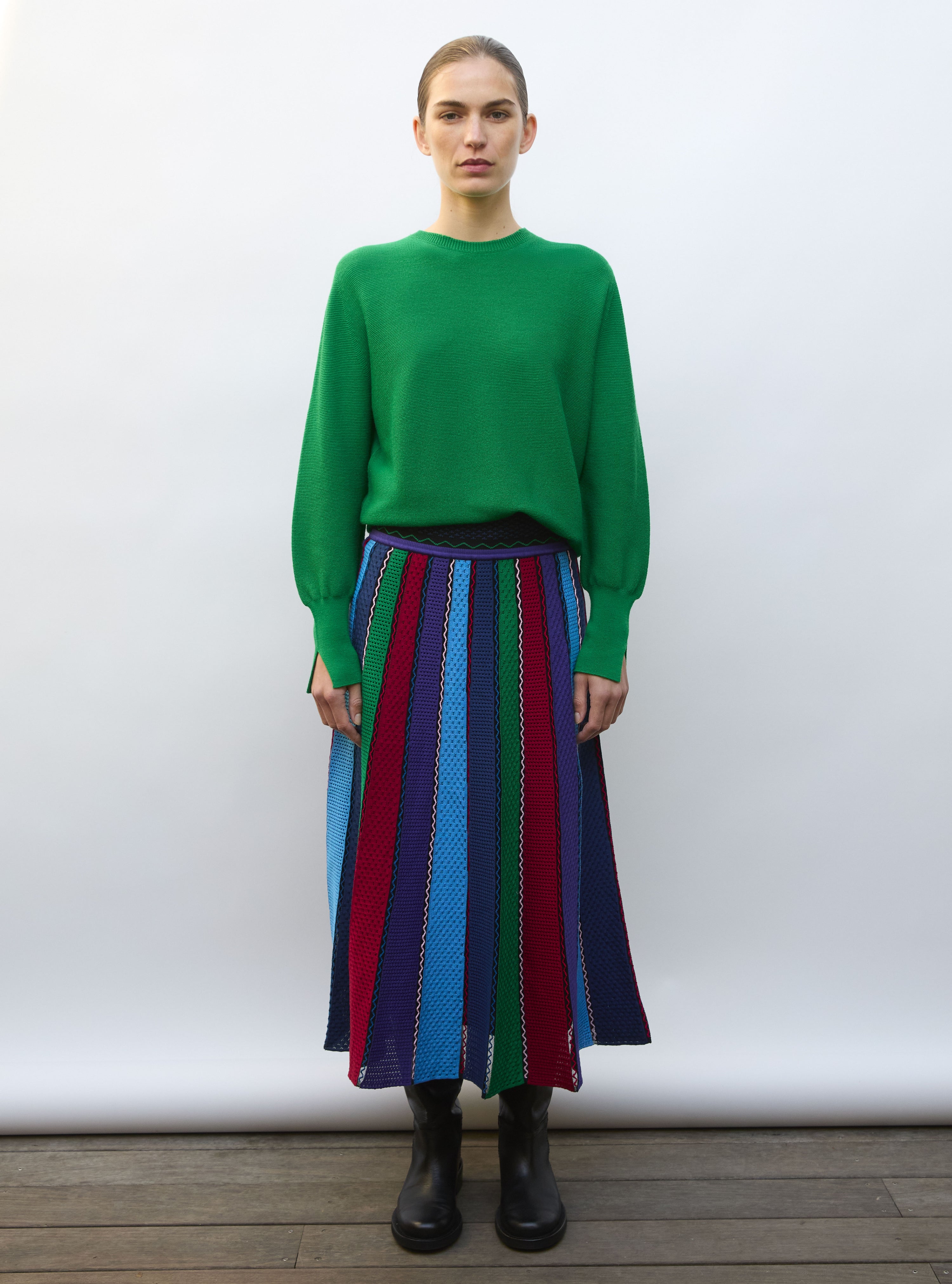 Pull fin col rond chlorophylle - Vêtement en maille de luxe Molli
