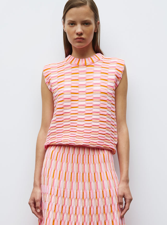 multicolored zellige knit top - Image principale