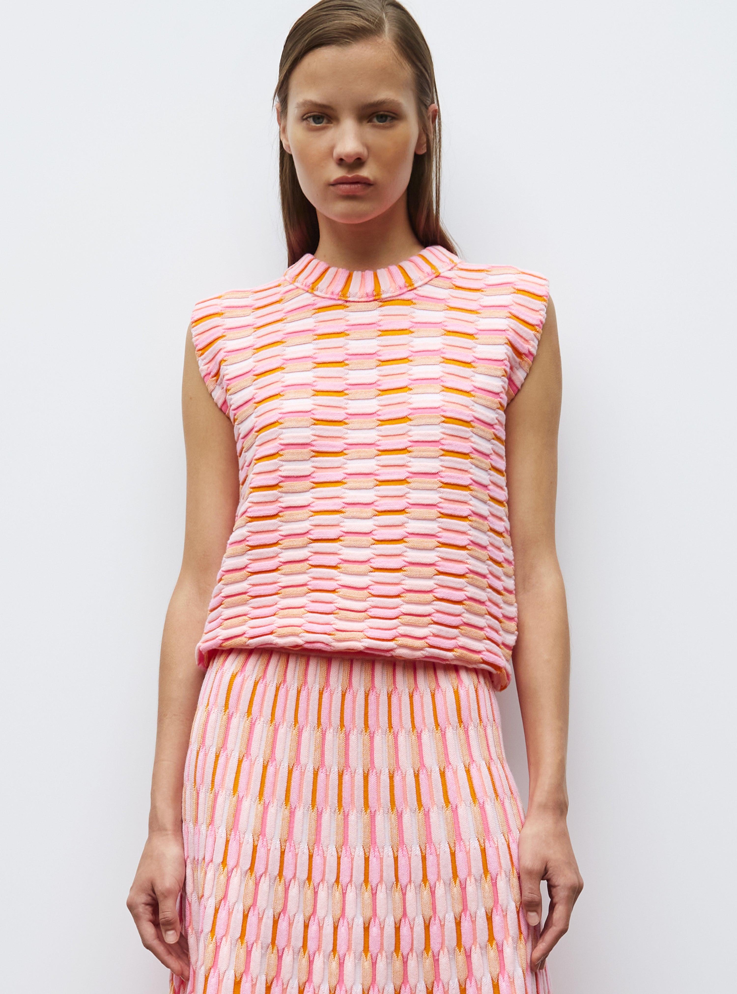 Top en maille zellige multicolore - Vêtement en maille de luxe Molli
