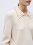 Top de luxe femme - Top fin maille col volanté dune