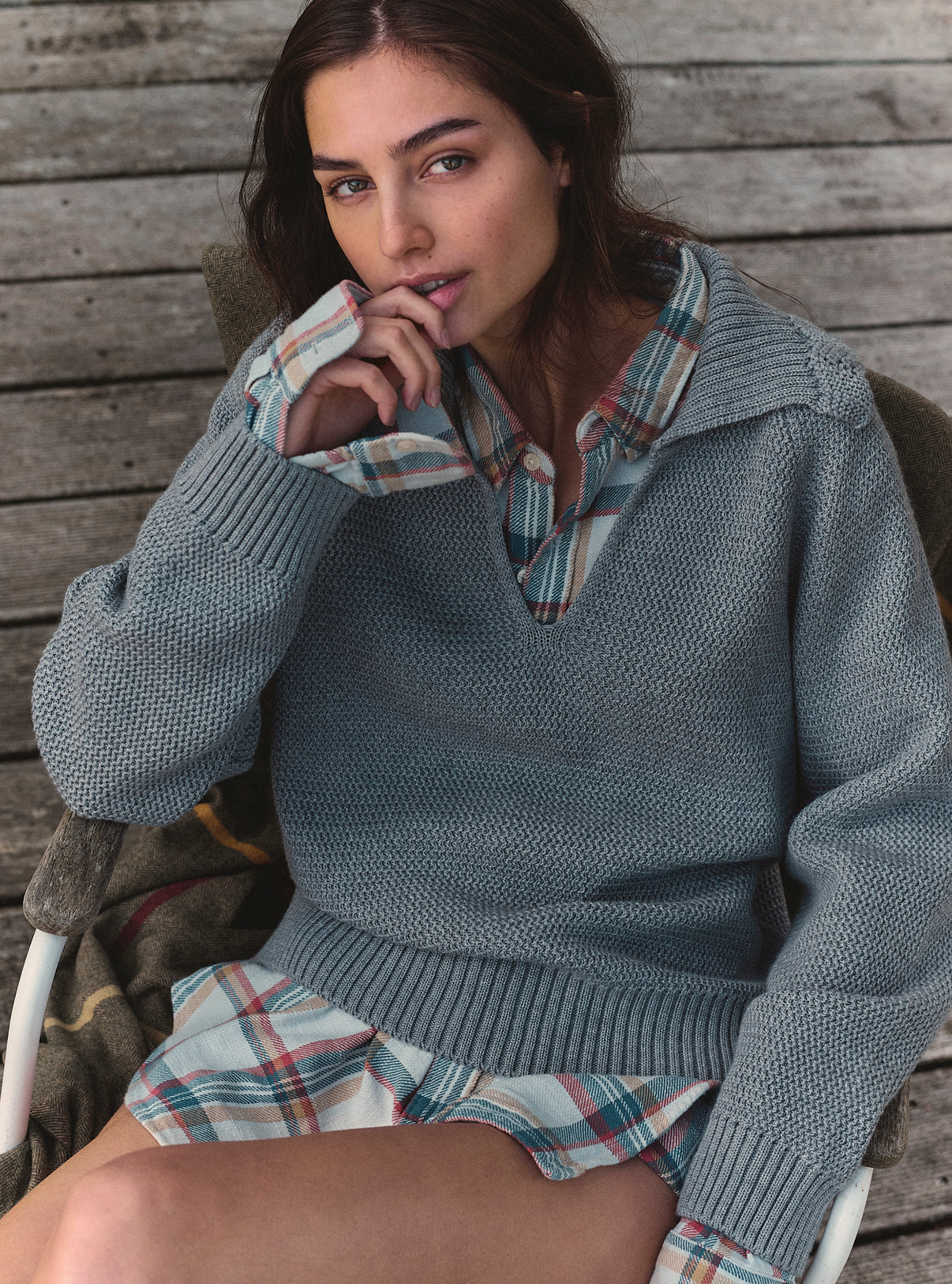 Vareuse en maille ondulée Gris moyen - Vêtement de luxe femme