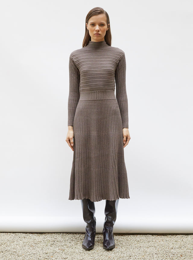 long dress in pleated knit - Image principale