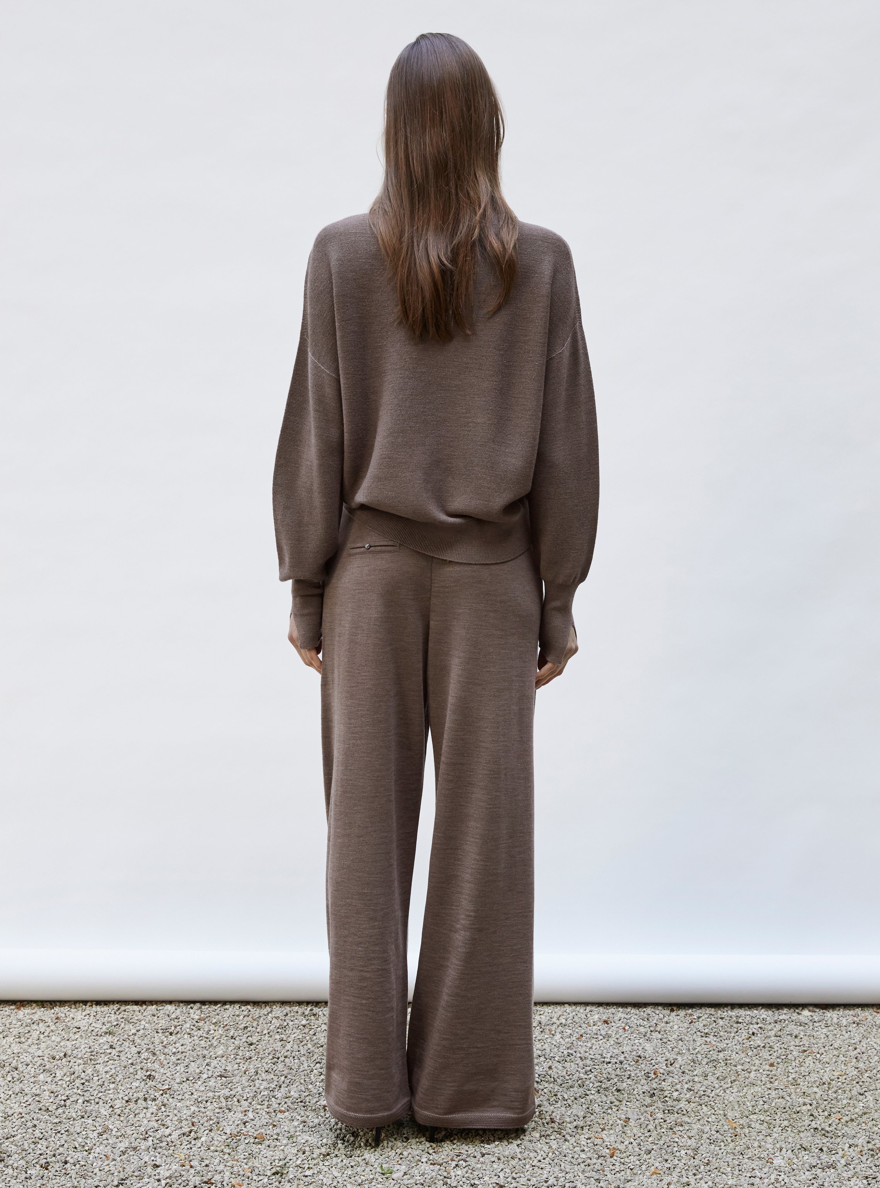 Top fin oversize à col montant Châtaigne - Tops de luxe