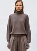 Top fin oversize à col montant Châtaigne - Vêtement en maille de luxe Molli