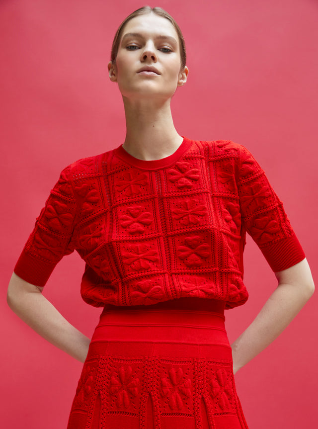 knit top with clover motif - Image principale