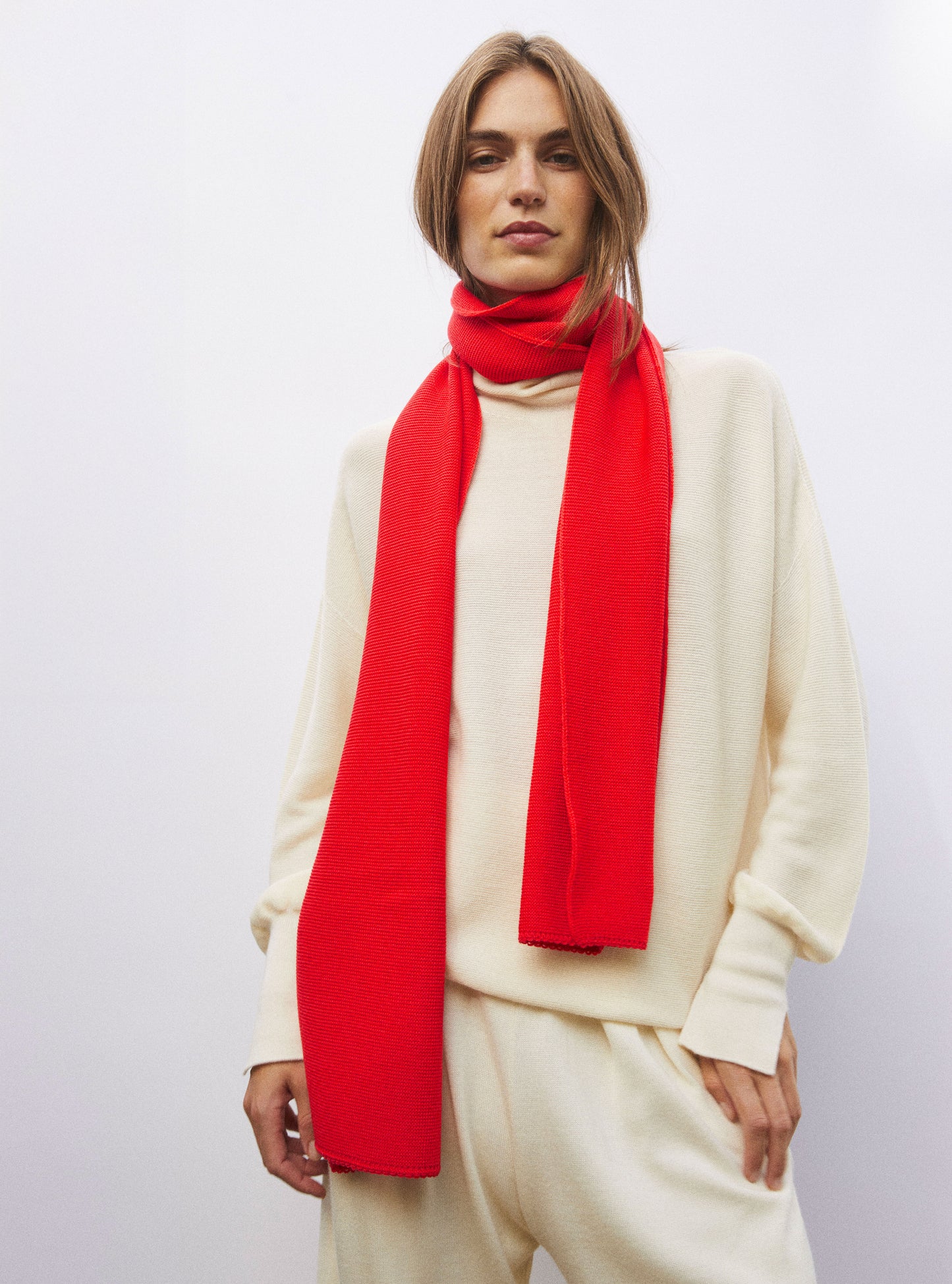 Écharpe longue en maille coquelicot - Accessoire en maille de luxe Molli