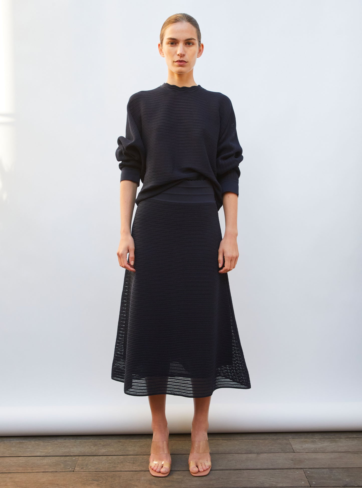 jupe longue maille pointelle nuit - Vêtement en maille de luxe Molli