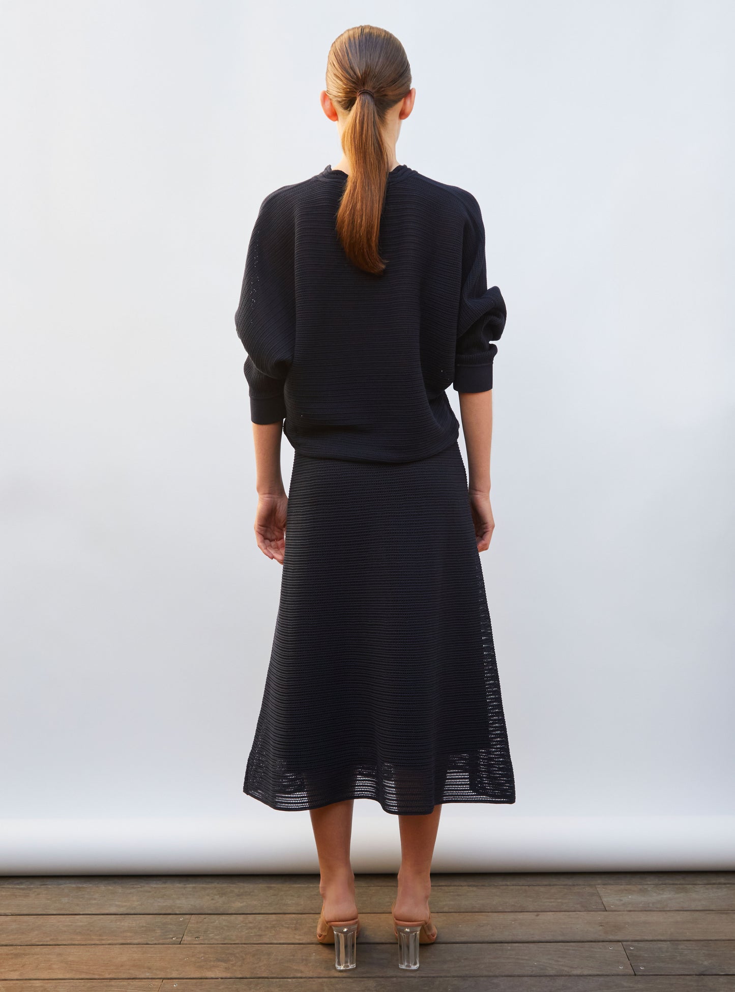 jupe longue maille pointelle