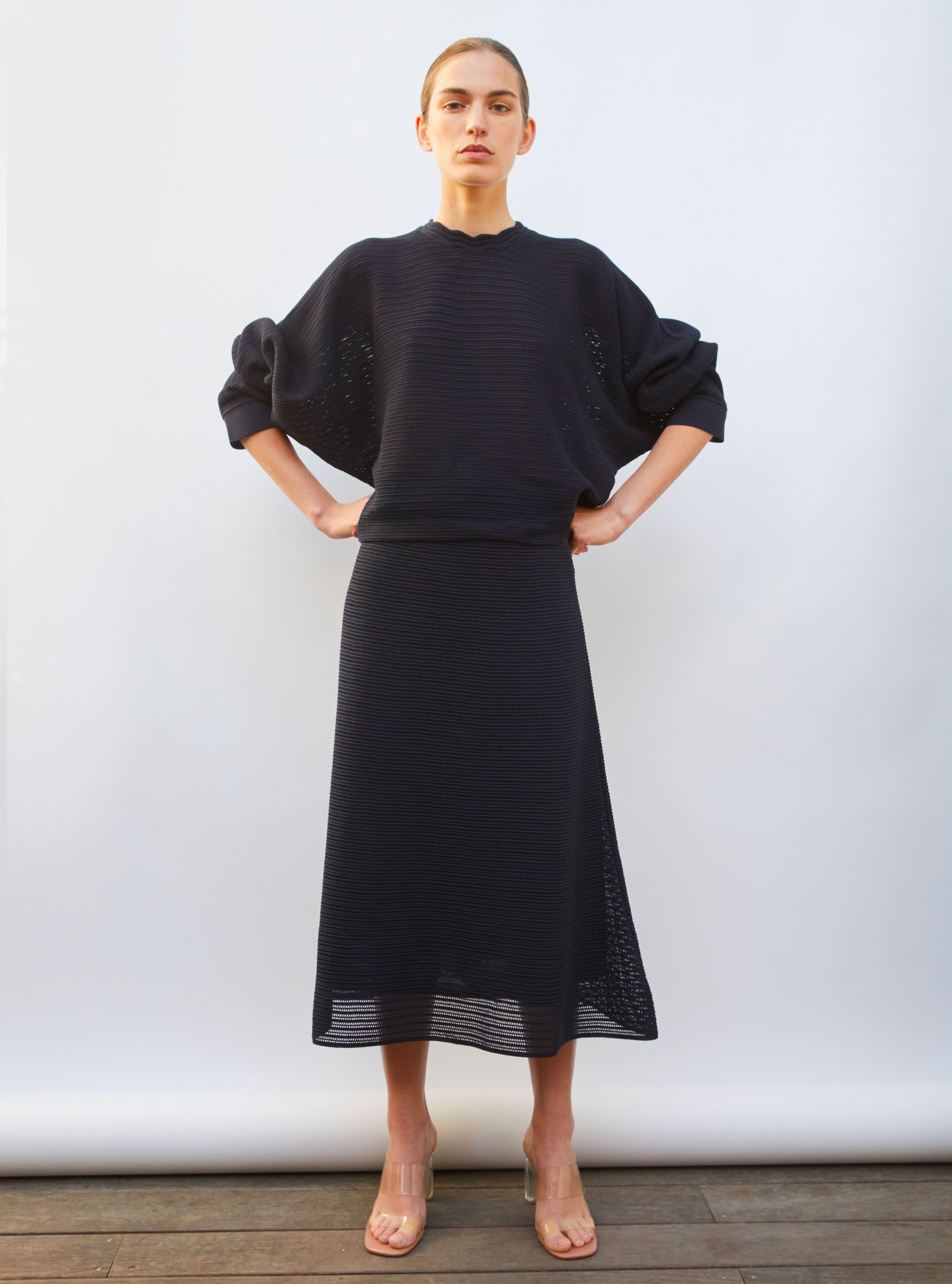 jupe longue maille pointelle nuit - Jupe de luxe