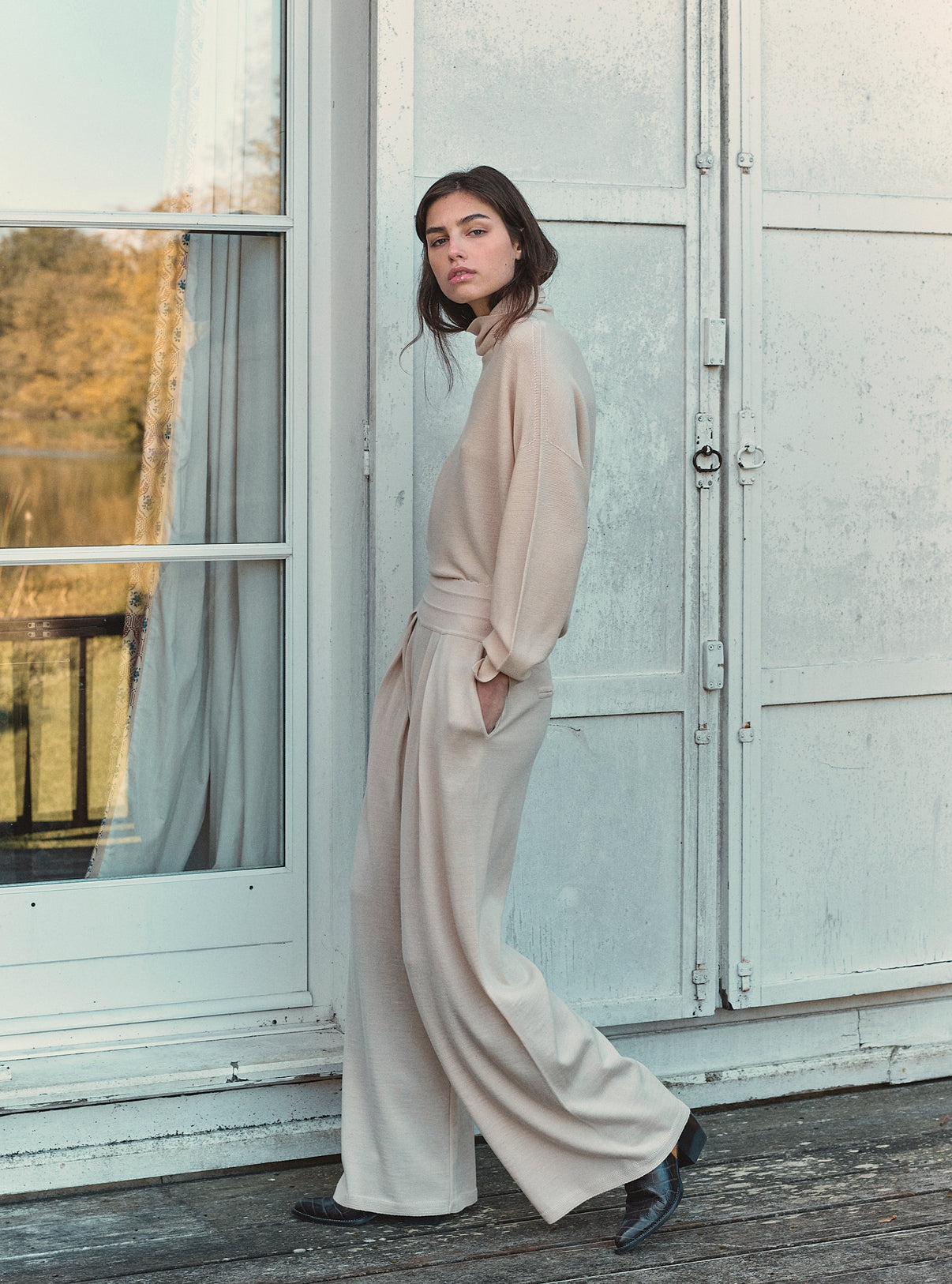 Tops de luxe femme - Top fin oversize à col montant Dune