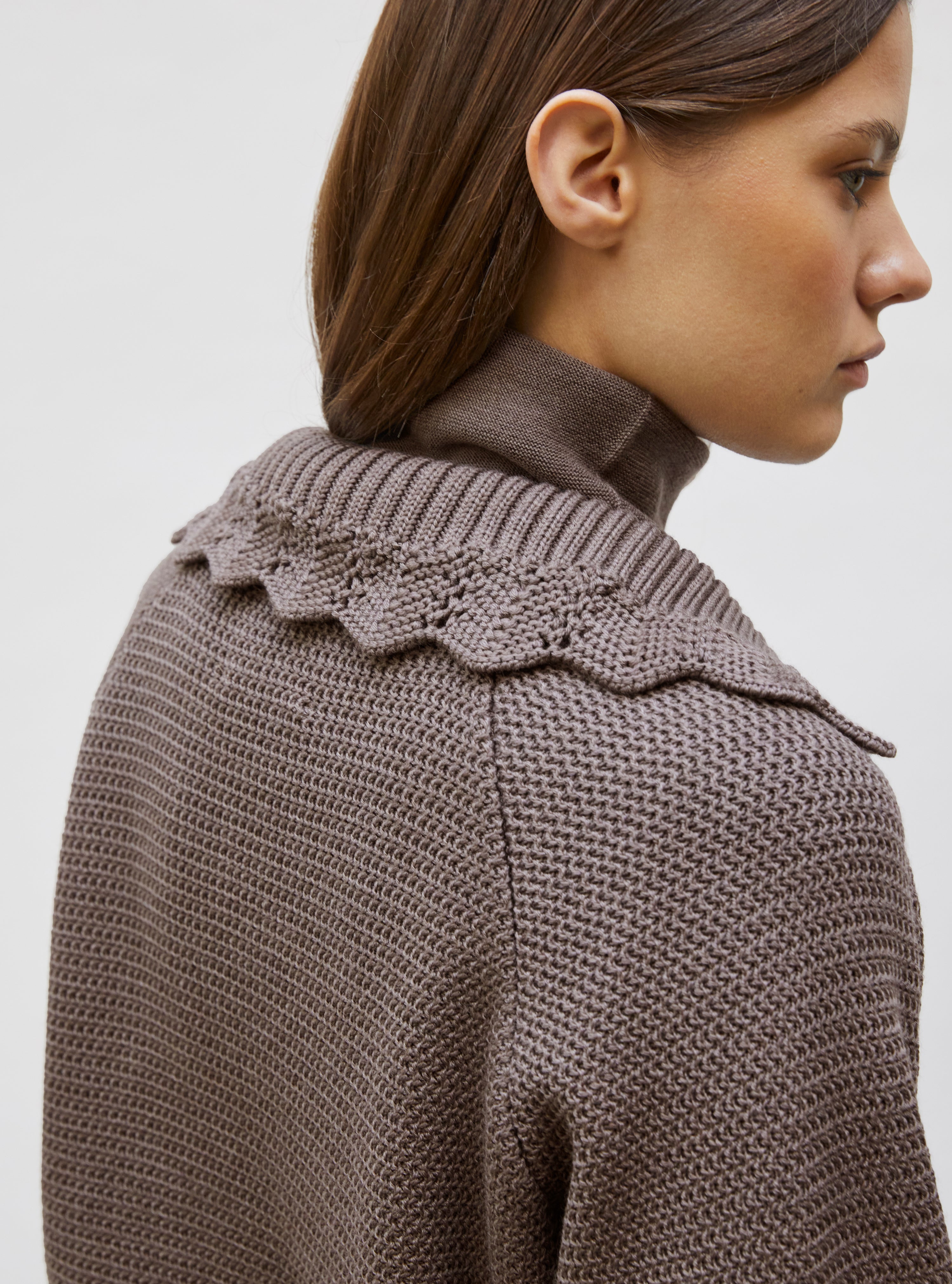 Vareuse en maille ondulée Châtaigne - Vêtement de luxe femme