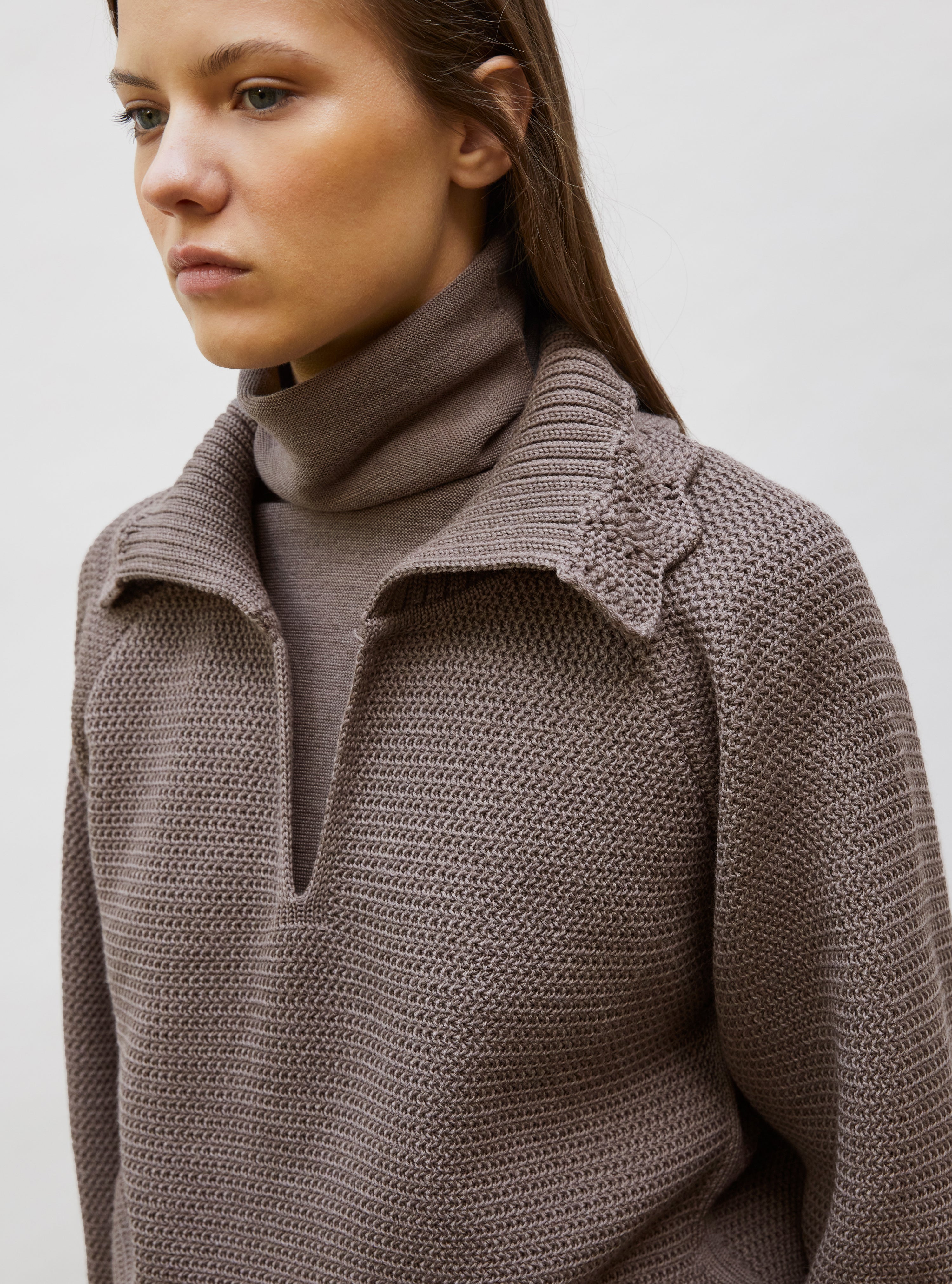 Vareuse en maille ondulée Châtaigne - Vêtements de luxe femme