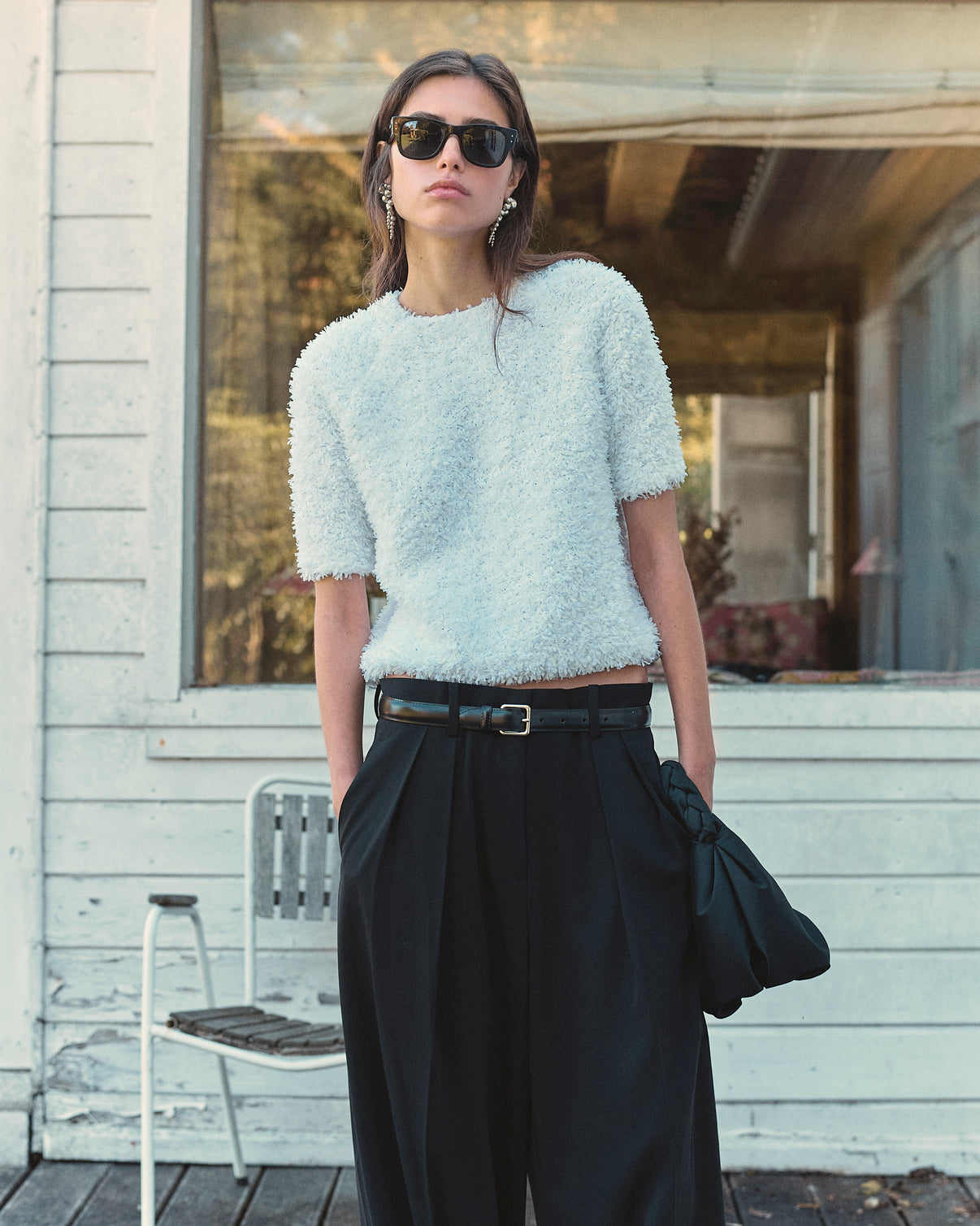 Top en maille de luxe Molli - Top plumetis manches coudes milk