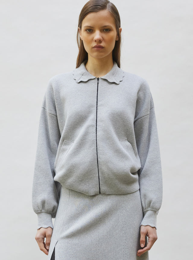 knit jacket rick-rack edged collar - Image principale