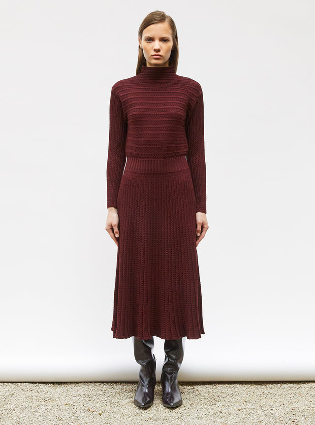 long dress in pleated knit - Image principale