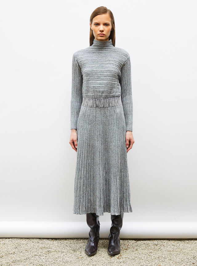 long dress in pleated knit - Image principale