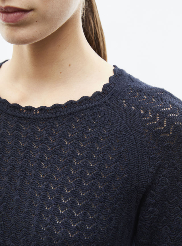 top manches coudes maille pointelle - Image principale