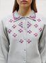 Cardigan maille brodé main Gris souris - Vêtement de luxe femme