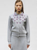 Cardigan maille brodé main Gris souris - Vêtement en maille de luxe Molli