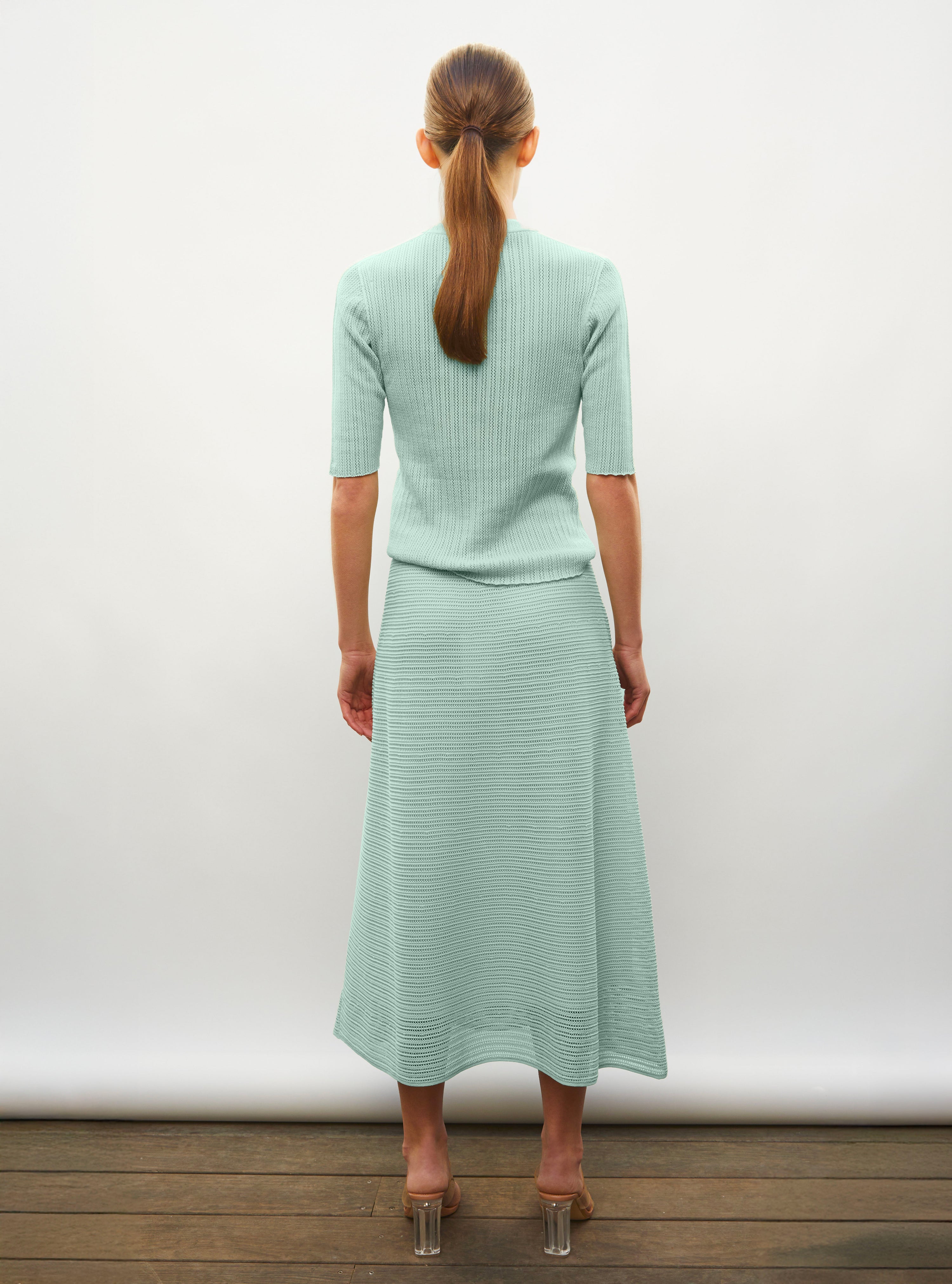 Jupe de luxe femme - Jupe longue maille pointelle jade