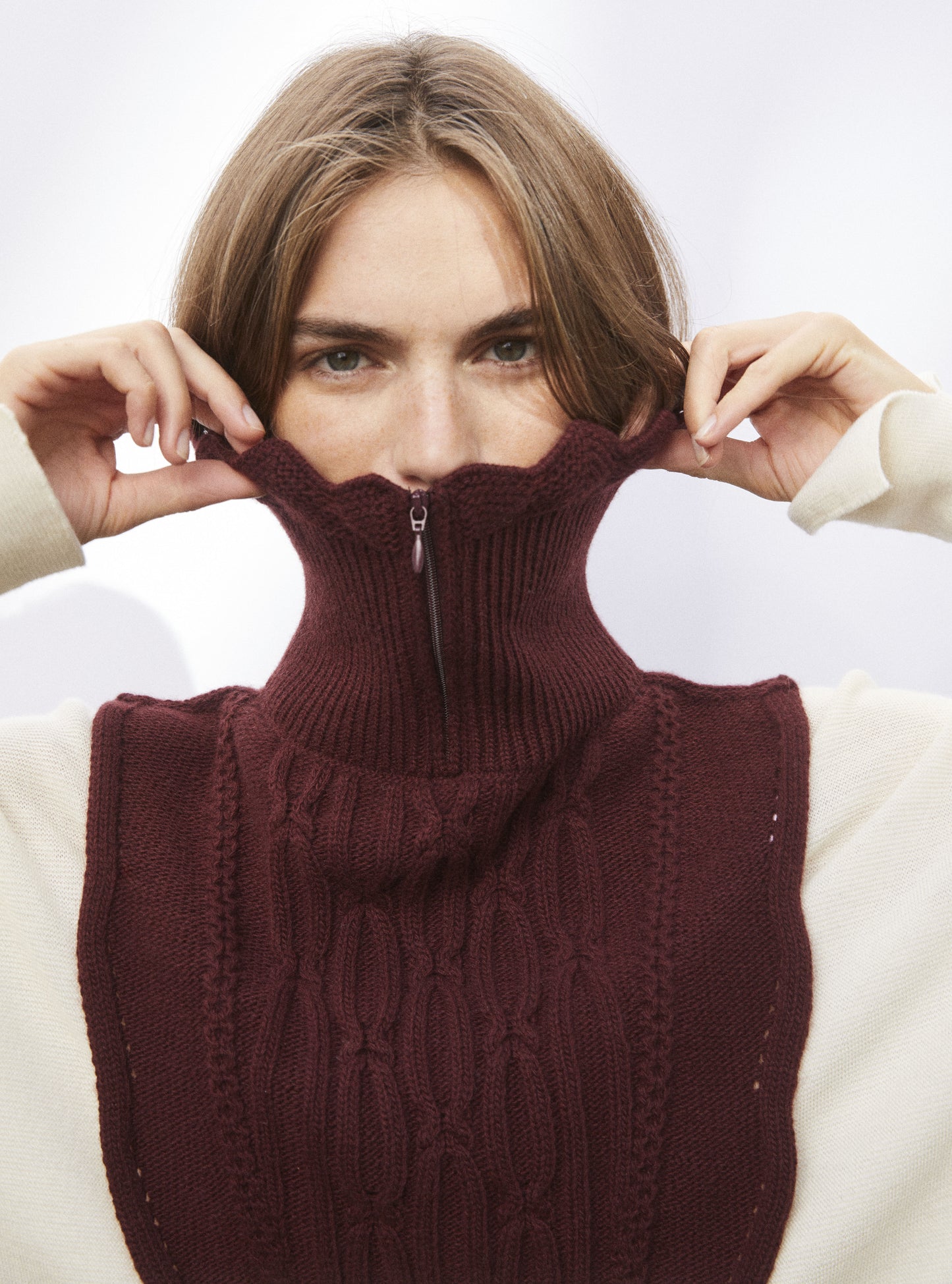 Zip-collar knit dickie