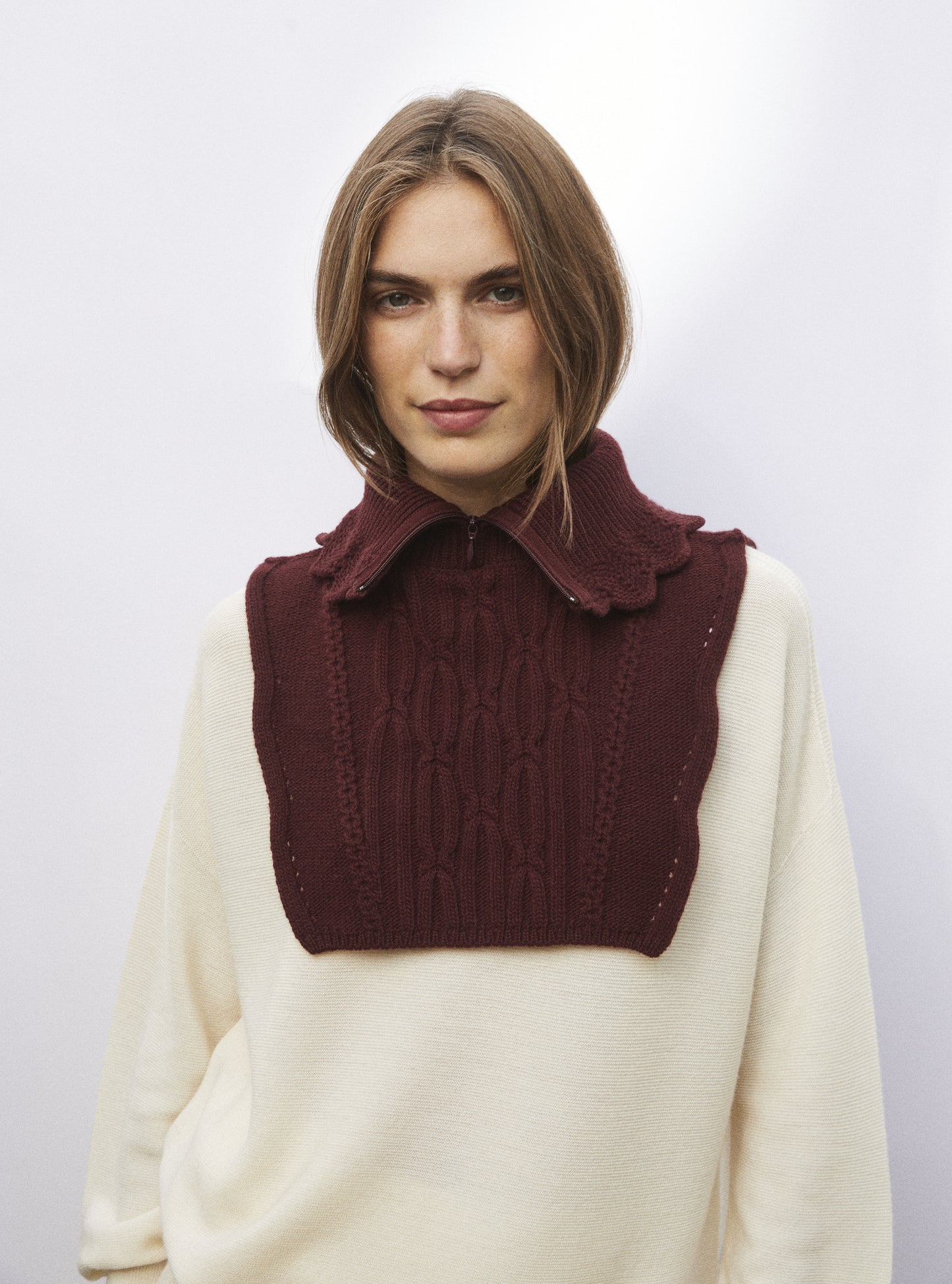 Zip-collar knit dickie