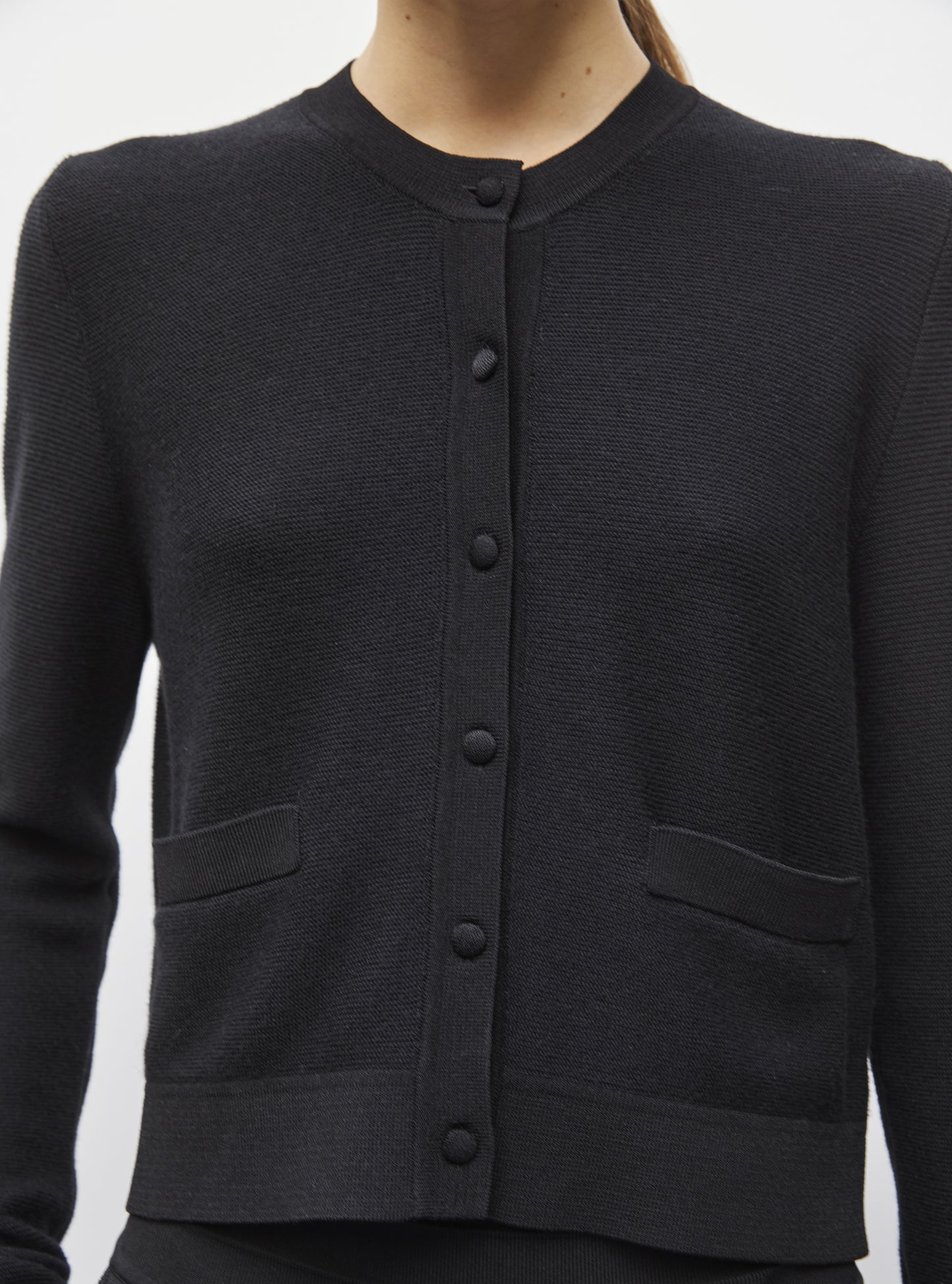 Cardigan de luxe femme - Cardigan maille point mousse Noir profond