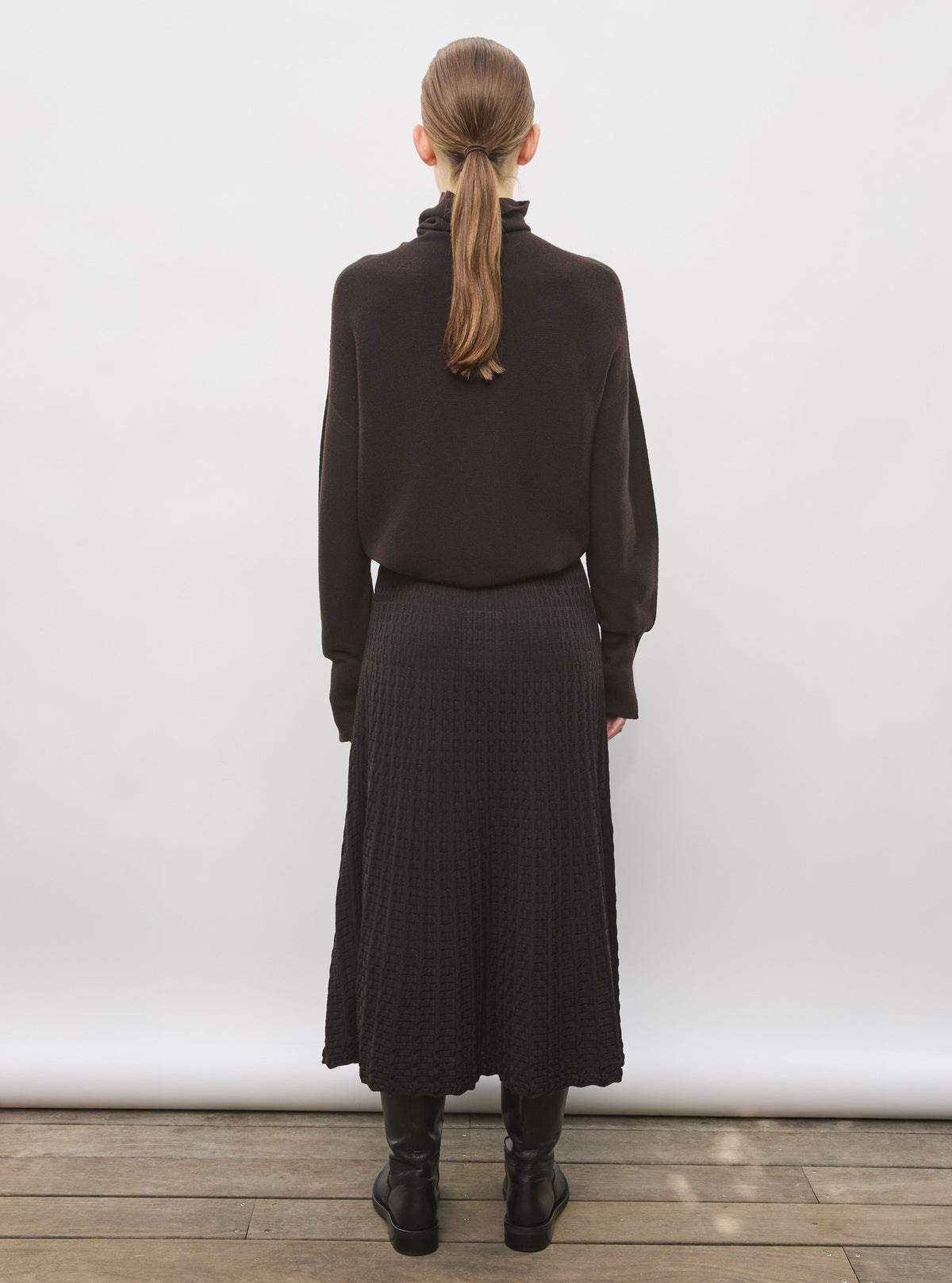 Pull de luxe femme - Pull fin col montant ebene
