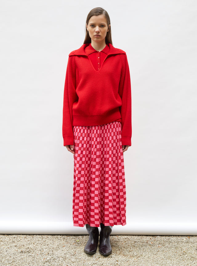 Fine moss-stitch knit polo - Image principale
