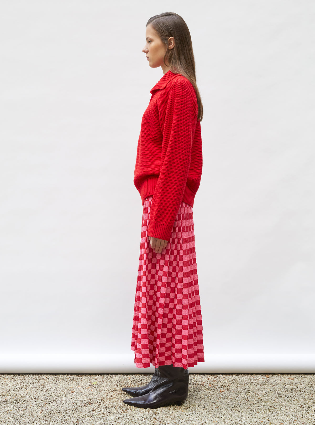 Polo fin en maille point mousse Rouge vif - Vêtement de luxe femme