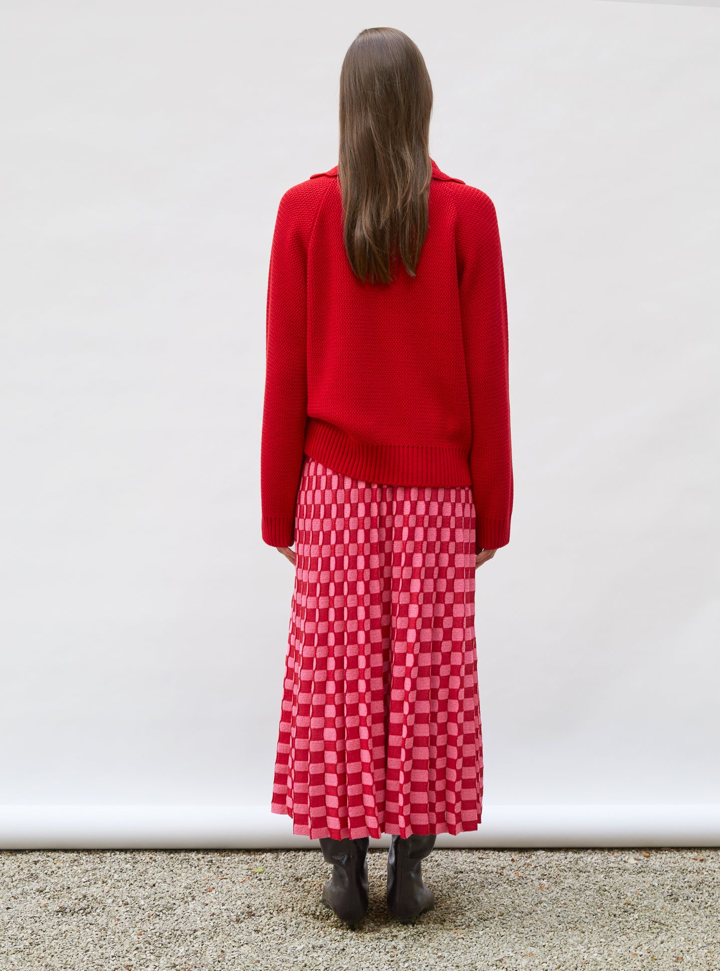 Jupe de luxe femme - Jupe délicate maille ondulée Rouge vif