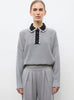 Chemise maille col croquet gris moyen-noir profond - Vêtement de luxe femme