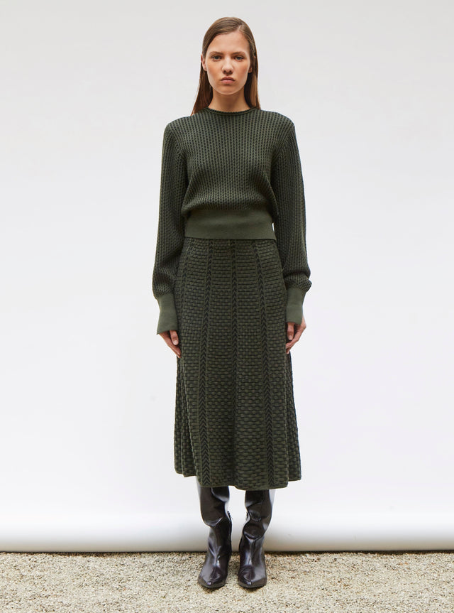slit mid-length knit skirt - Image principale