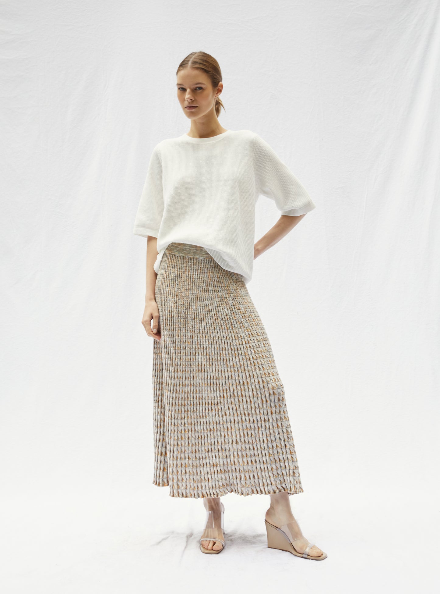 Top fin en maille ondulée milk - Molli