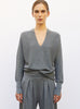 Tops, blouses de luxe femme - Top fin oversize à col V flanelle