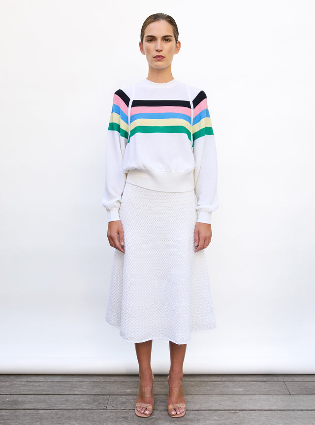 Mid-length skirt in smocked knit - Image principale