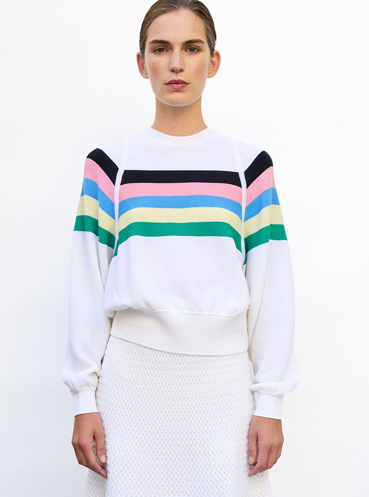 Pull fin larges emmanchures milk-multi - Pull de luxe