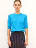 Top maille manches coudes turquoise - Vêtement en maille de luxe Molli