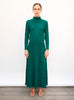 Robe maxi maille plissée vert anglais - Vêtement en maille de luxe Molli