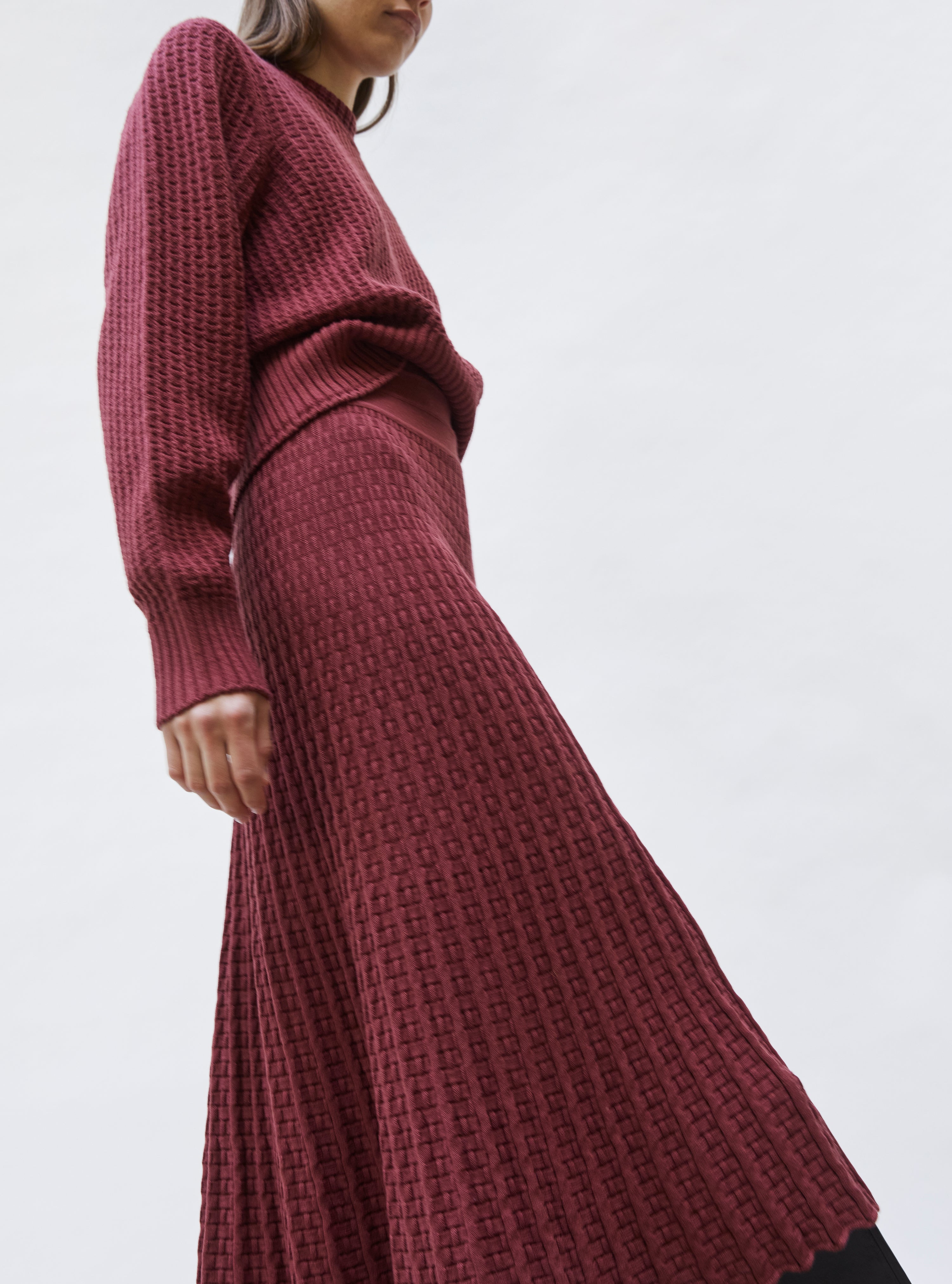 Jupe longue maille cannage Angelina - Vêtement de luxe femme