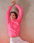 Top fin maille point mousse col montant Rose fluo - Vêtement en maille de luxe Molli