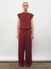 pantalon fluide maille légère rouge brule - Vêtement en maille de luxe Molli
