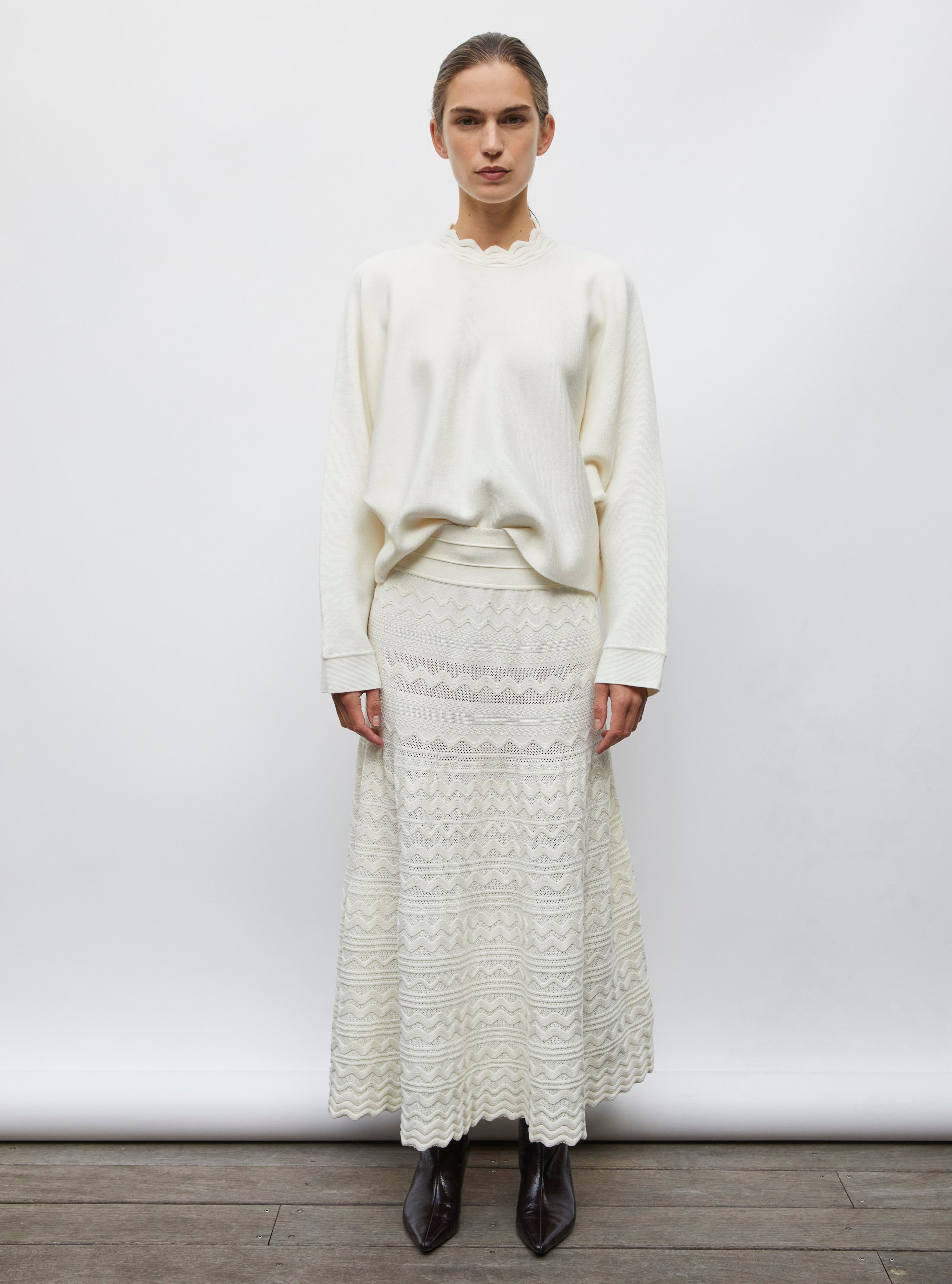 Top de luxe femme - Top couture col croquet naturel