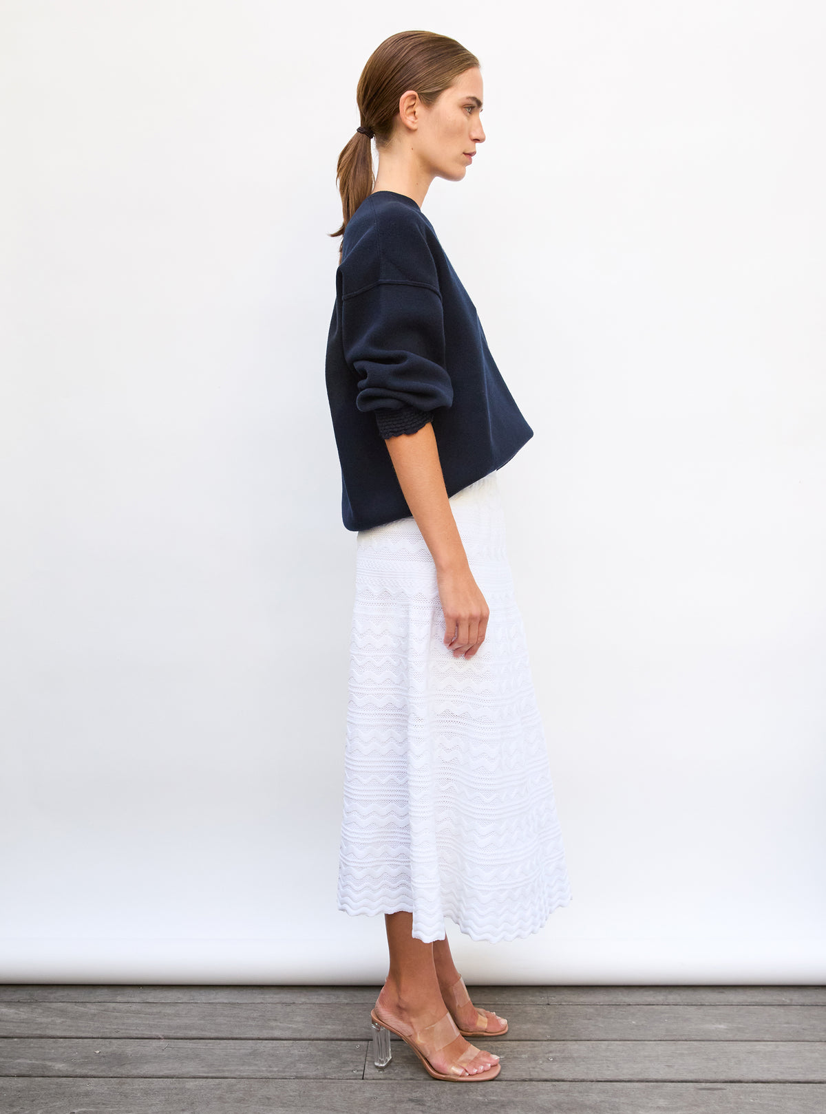 Sweat loose finitions smockées Nuit - Sweat de luxe