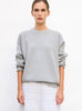 Sweat loose finitions smockées gris souris - Vêtement de luxe femme